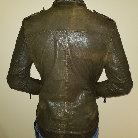 Joe's Jeans Army Green Leather Jacket